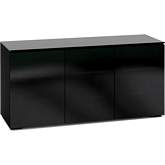 Oslo 337 65" Extra Tall TV Stand Cabinet in Black Oak w/ Smoked Black Glass Doors & Top